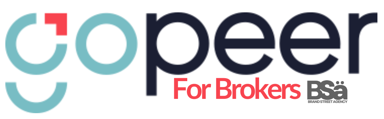 A logo for a company called gopeer for brokers