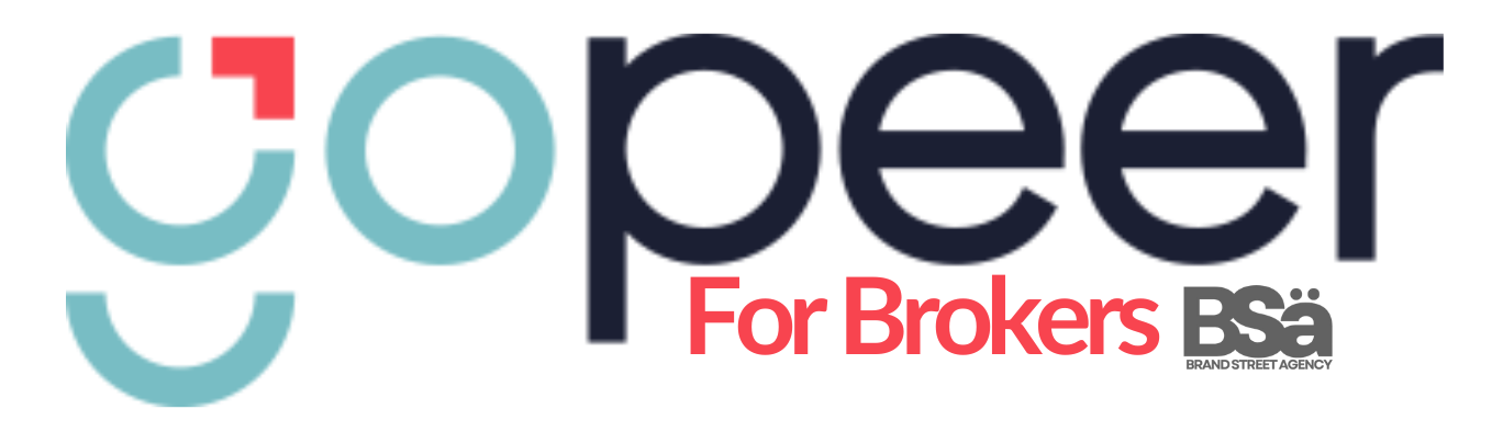 A logo for a company called gopeer for brokers