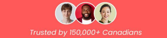 A banner that says trusted by 150,000+ canadians