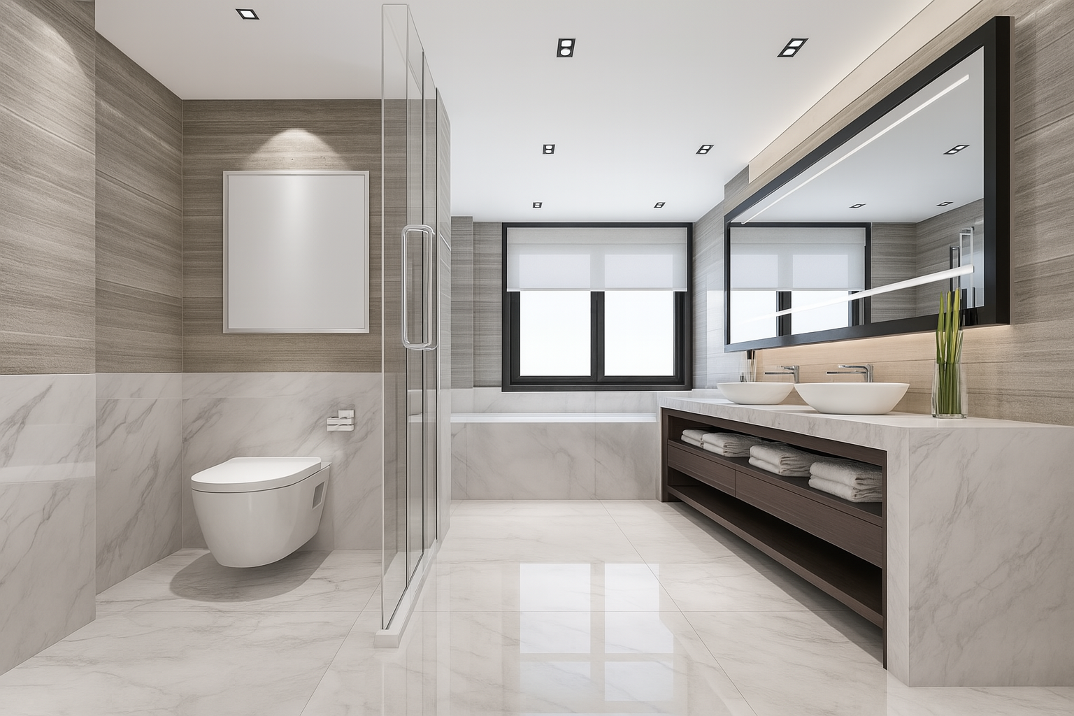 A bathroom with a toilet , sink , and mirror.