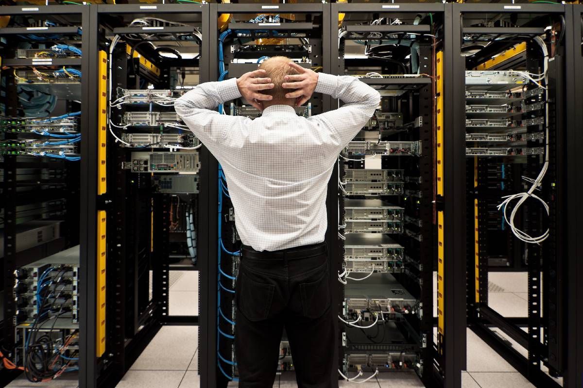 A manager looking at data center hardware near Lexington, Kentucky (KY)
