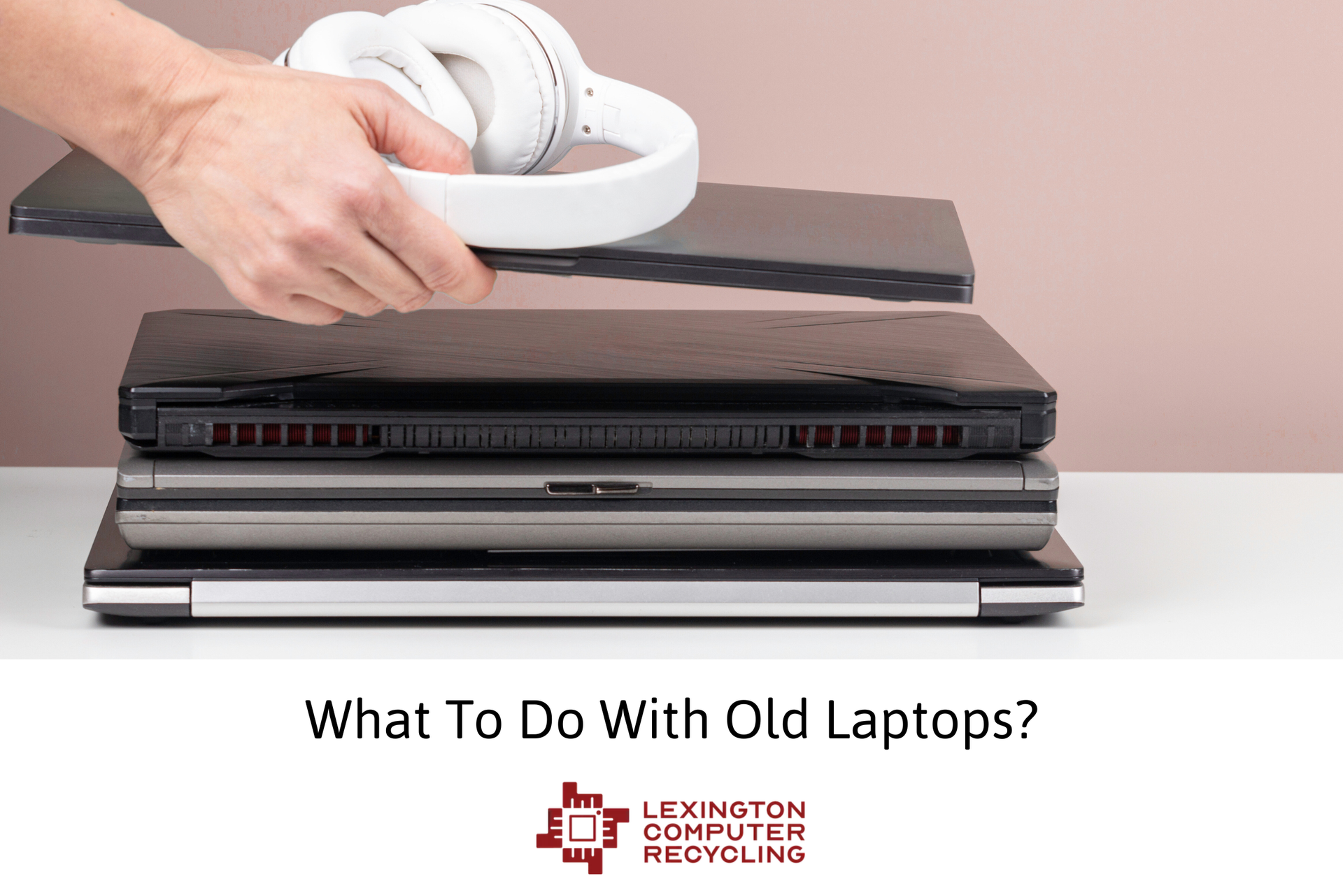 Old laptops being disposed of responsibly in recycling near Lexington, Kentucky (KY)