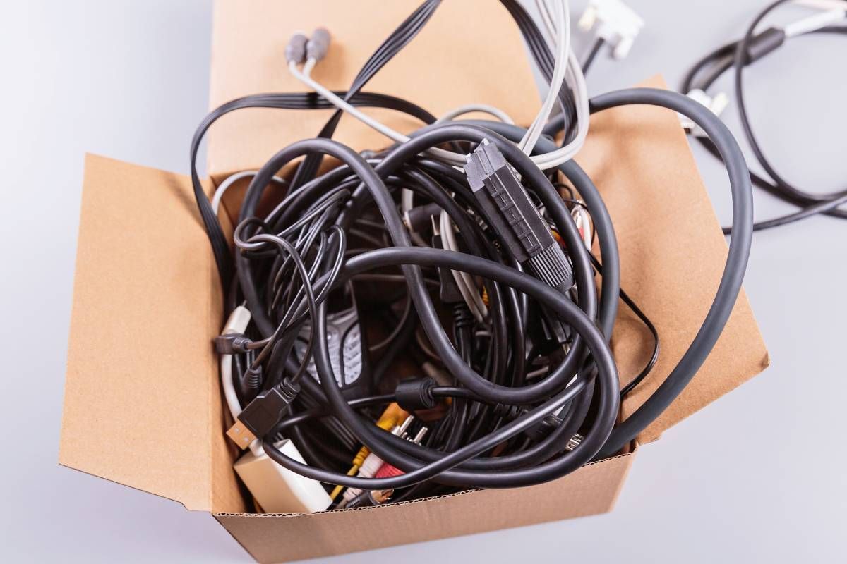 A box of computer wire for recycling near Lexington, Kentucky (KY)