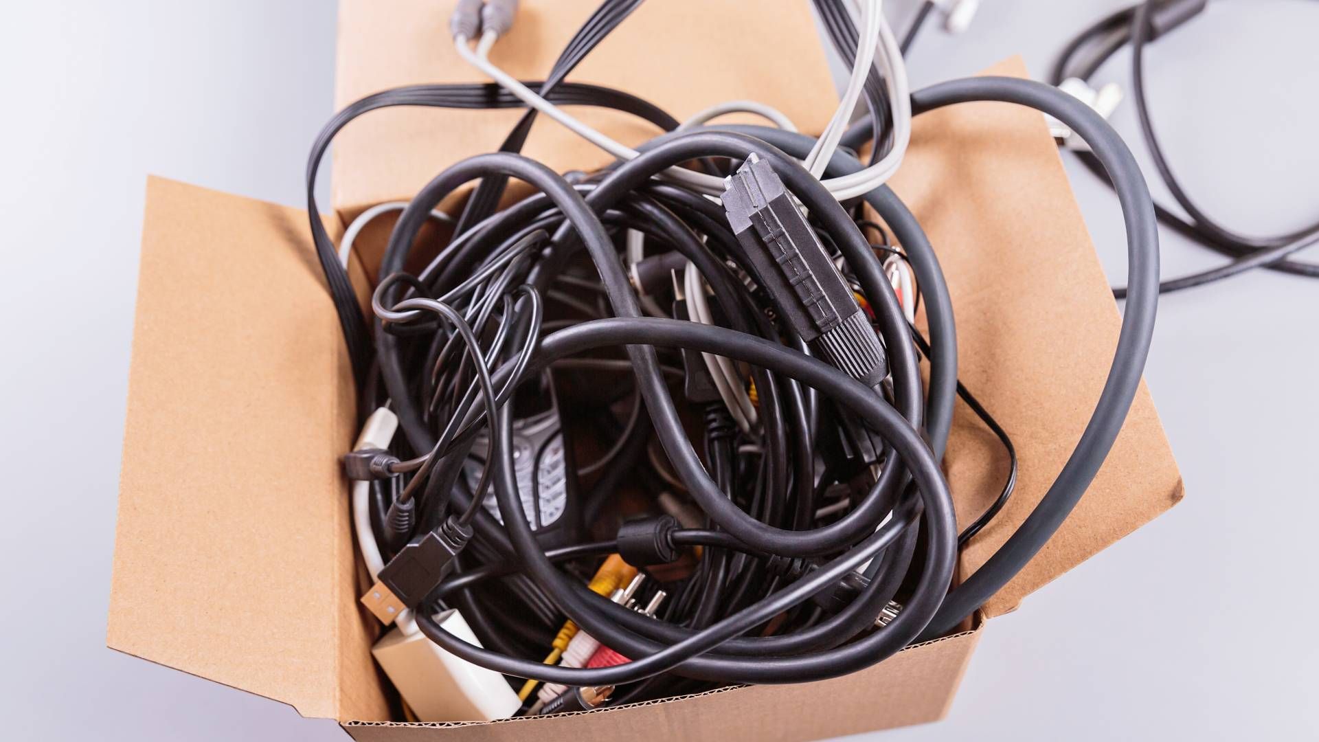 A box of computer wire for recycling near Lexington, Kentucky (KY)