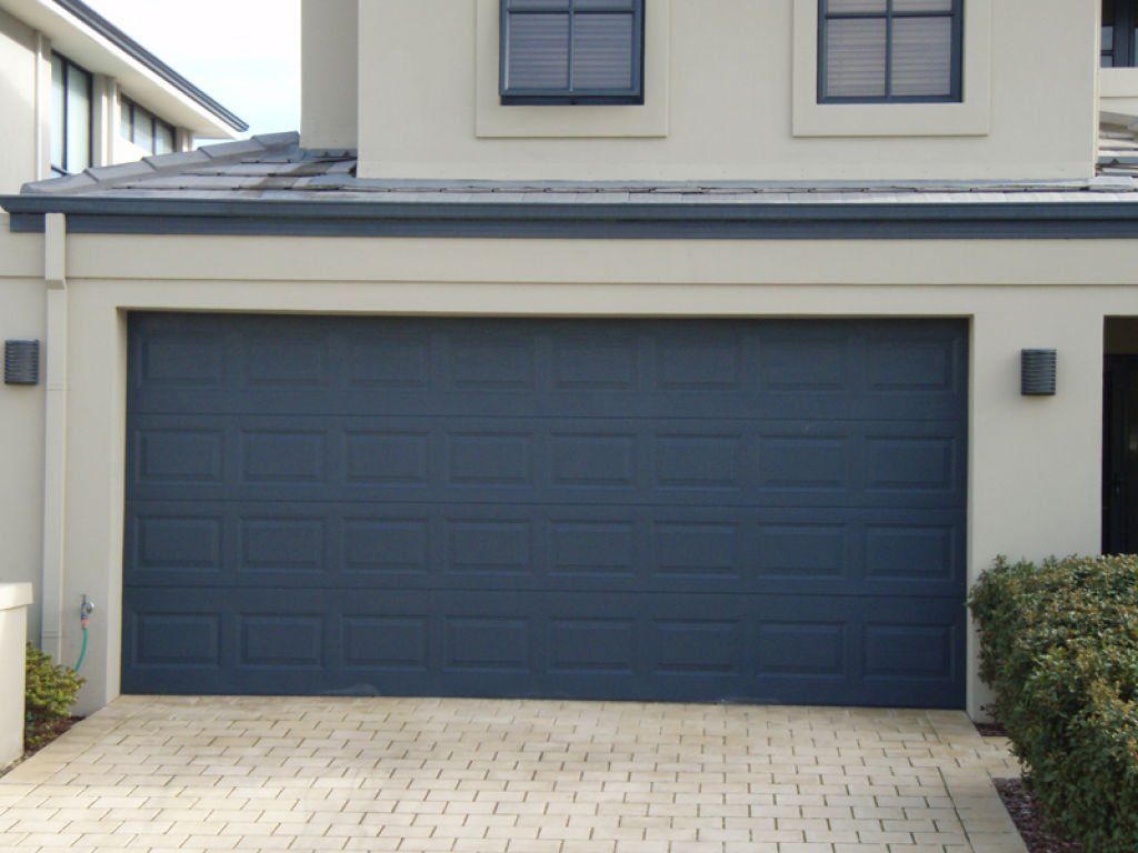 navy blue garage door
