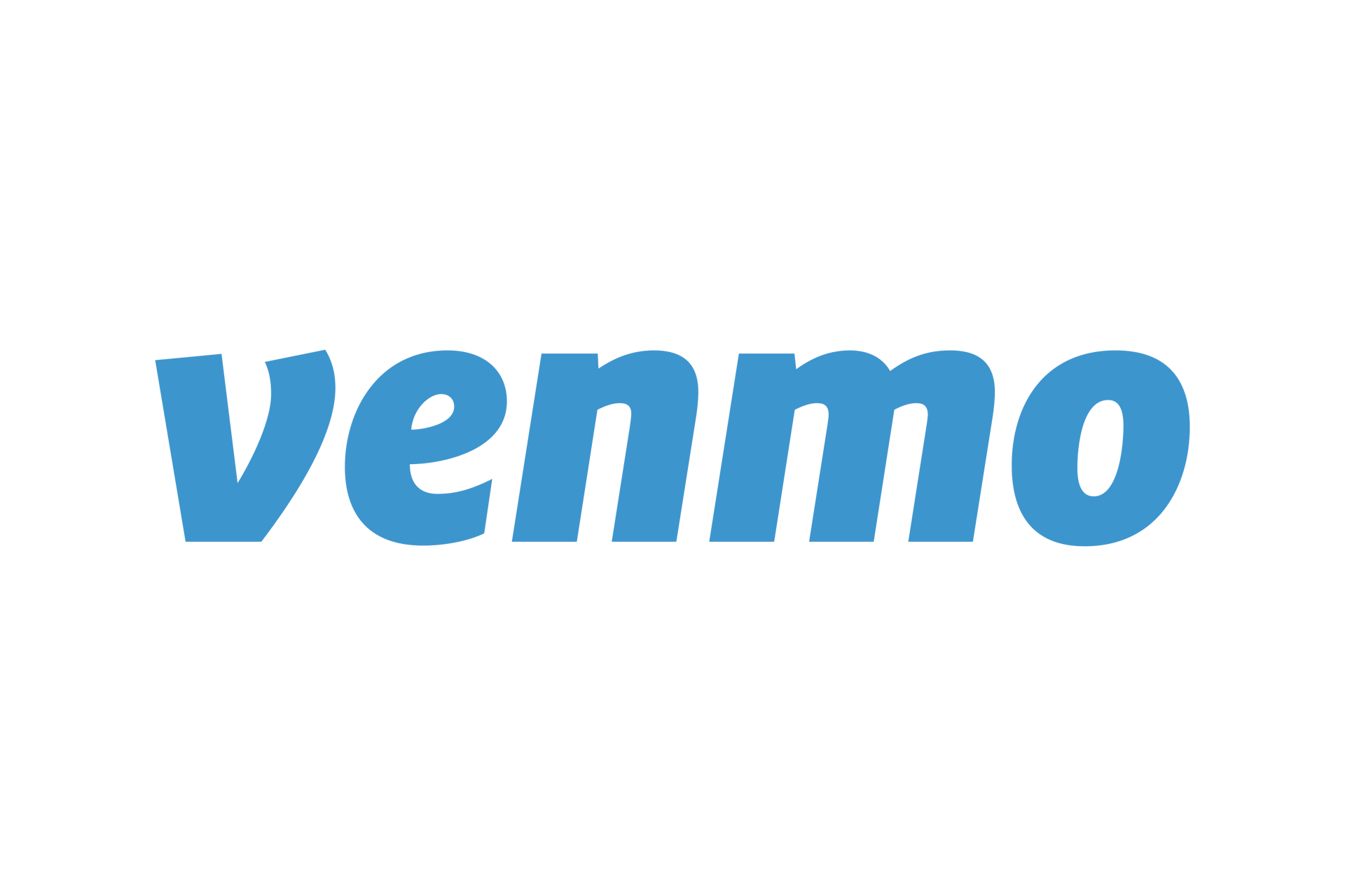 A blue logo for venmo on a white background.