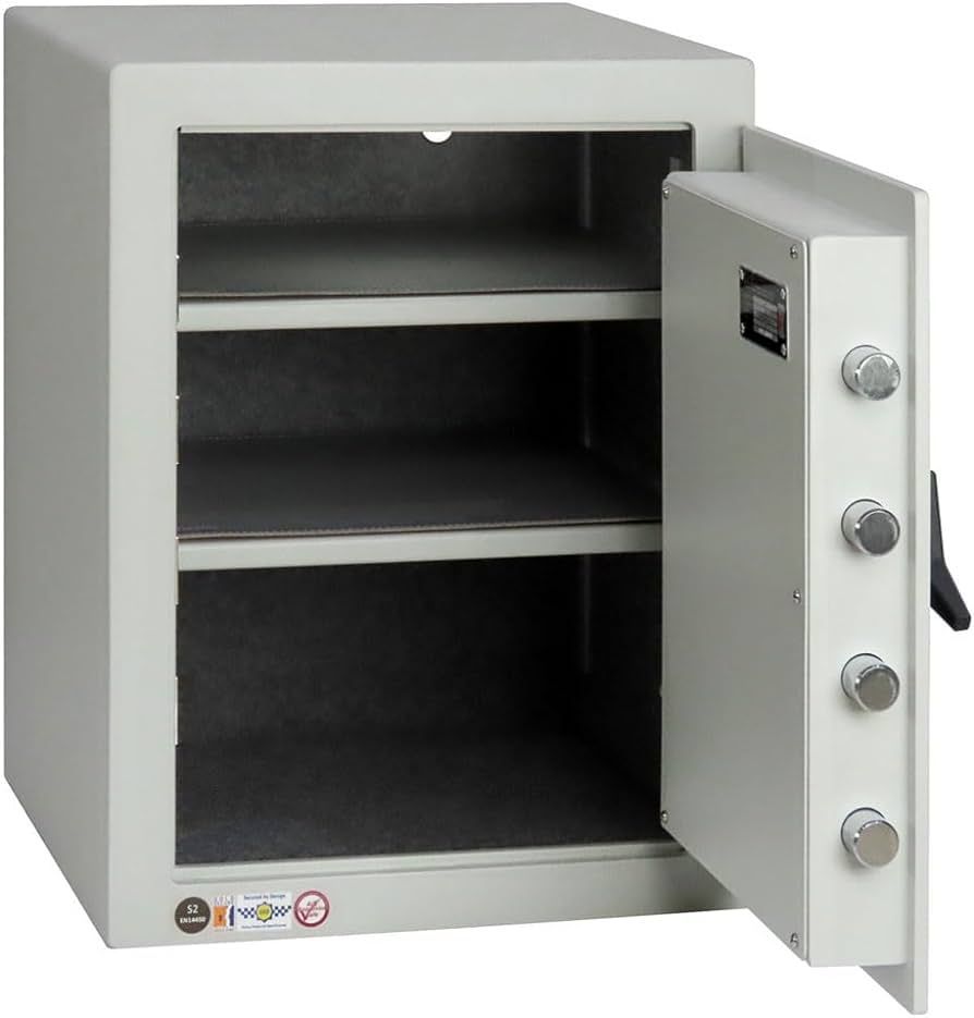 A White Safe with The Door and Shelves — Toowoomba Locksmiths in Toowoomba City, QLD
