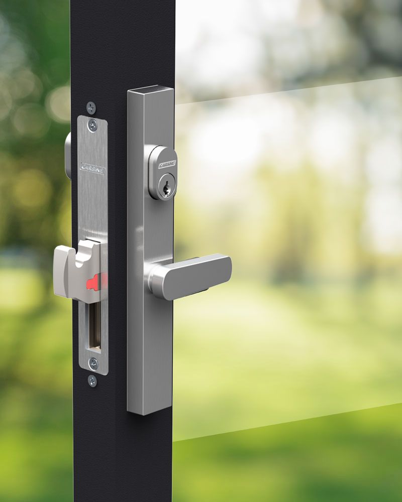 A Close up Of a Door Lock on A Sliding Glass Door — Toowoomba Locksmiths in Toowoomba City, QLD