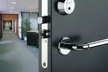 Close-Up of Door with A Handle and Lock in An Office — Toowoomba Locksmiths in Toowoomba City, QLD