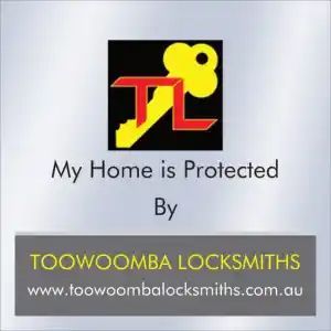 A Sign that Says My Home Is Protected by Toowoomba Locksmiths — Toowoomba Locksmiths in Toowoomba City, QLD
