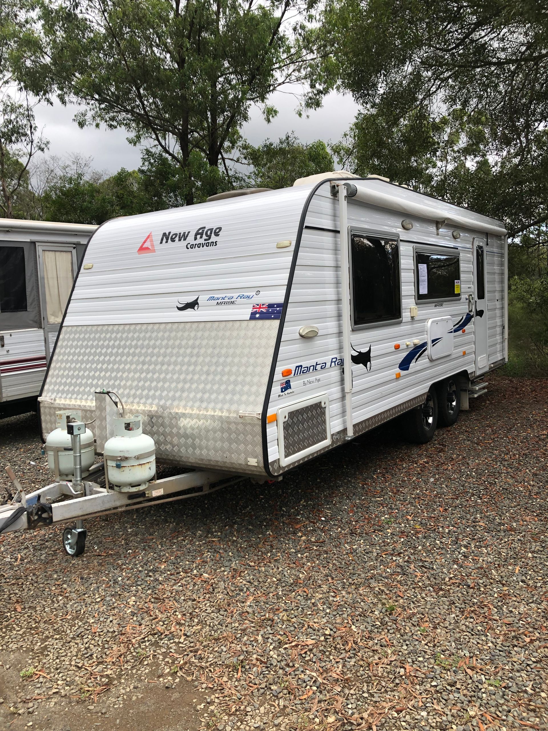 PARKED ON GRAVEL AT GREAT LAKES CARAVANS