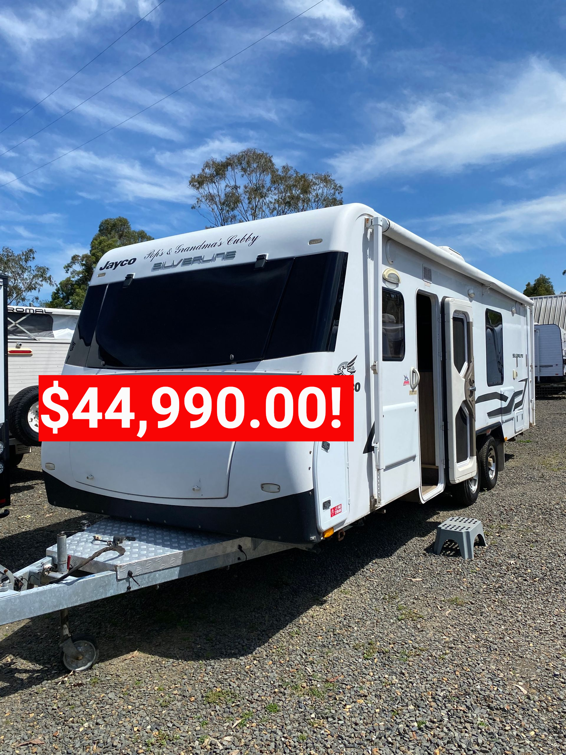 PARKED ON GRAVEL AT GREAT LAKES CARAVANS