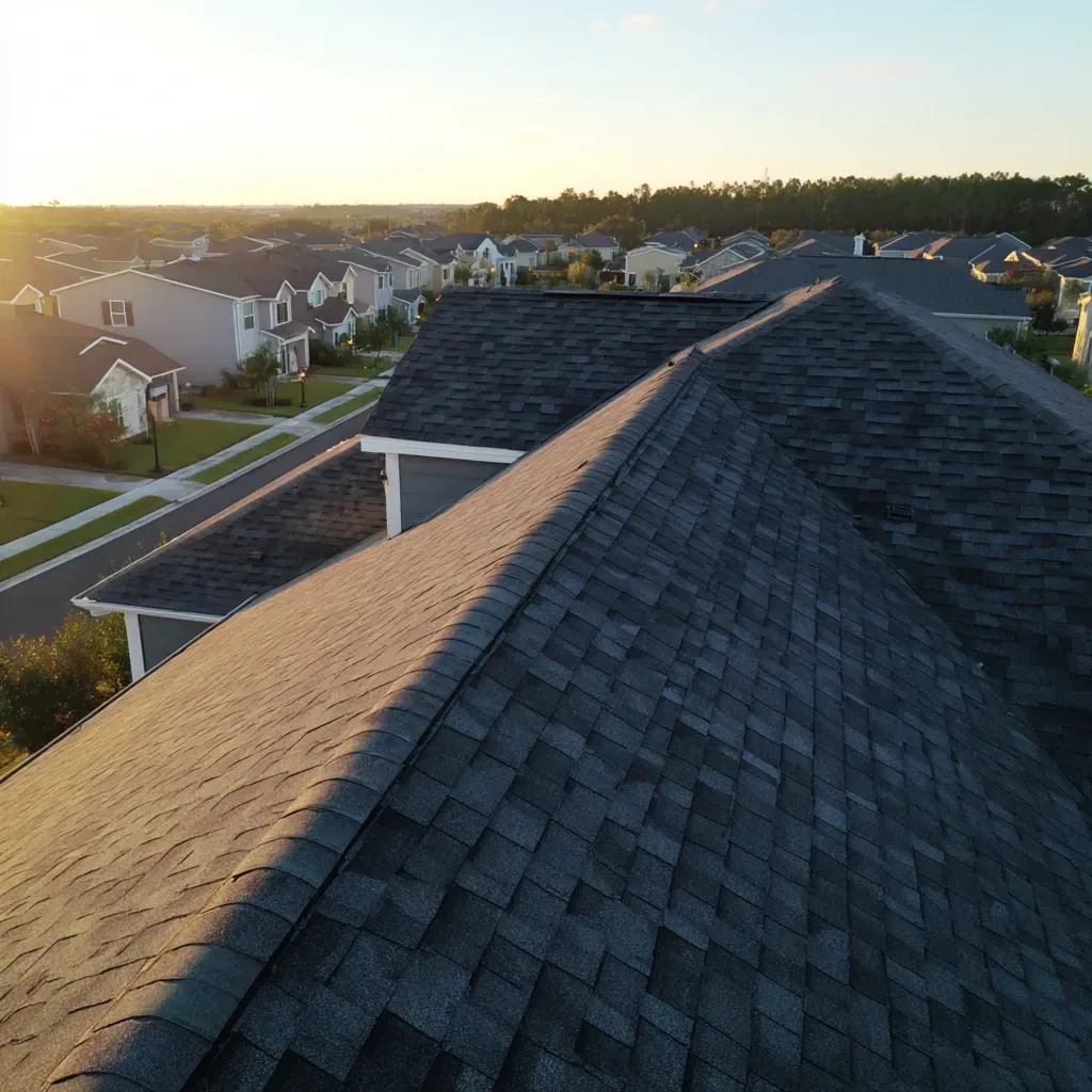 Asphalt shingle roofing in Tampa FL for sloped residential roofs with advanced nailing patterns.
