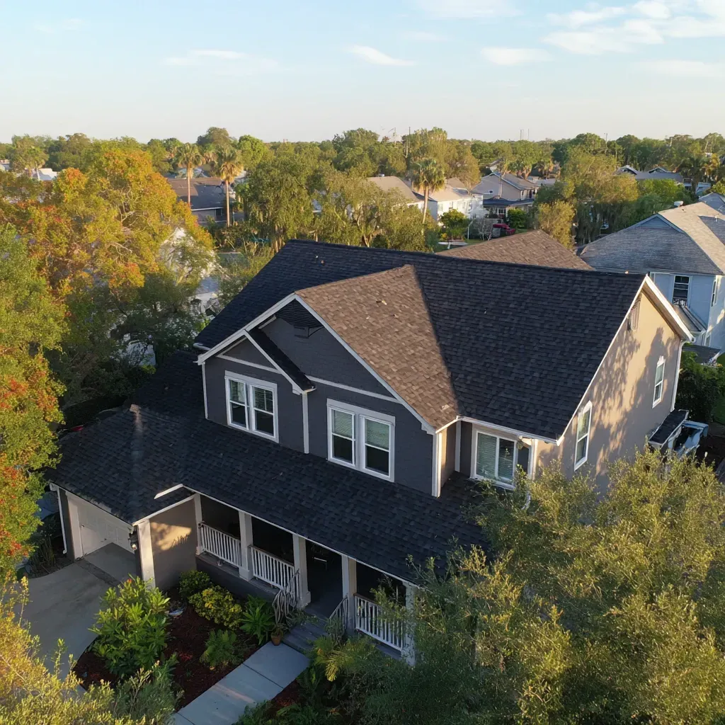 Asphalt shingle roofing in Tampa FL expertly installed with flashing, valley shields, and ridge caps.