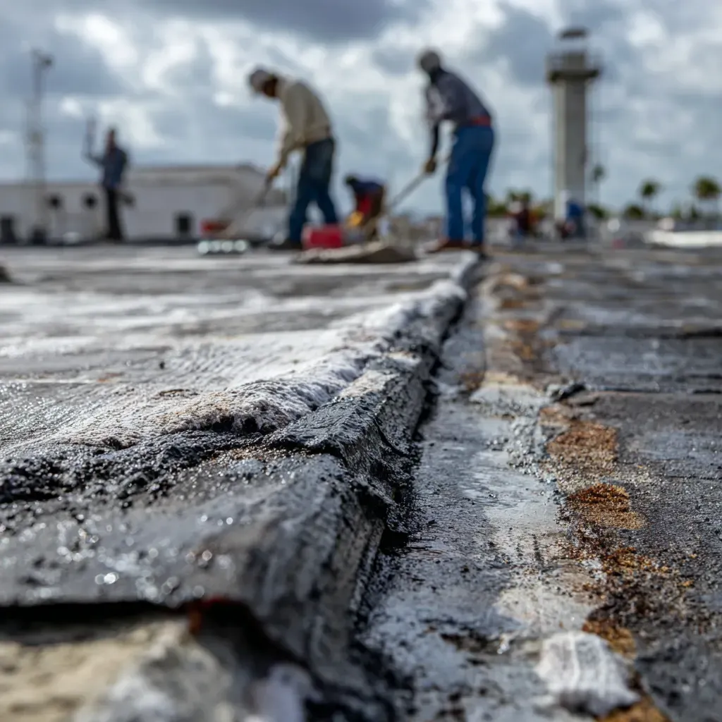 Infrared thermal commercial roof inspection and assessment in Tampa FL to locate moisture below membrane.