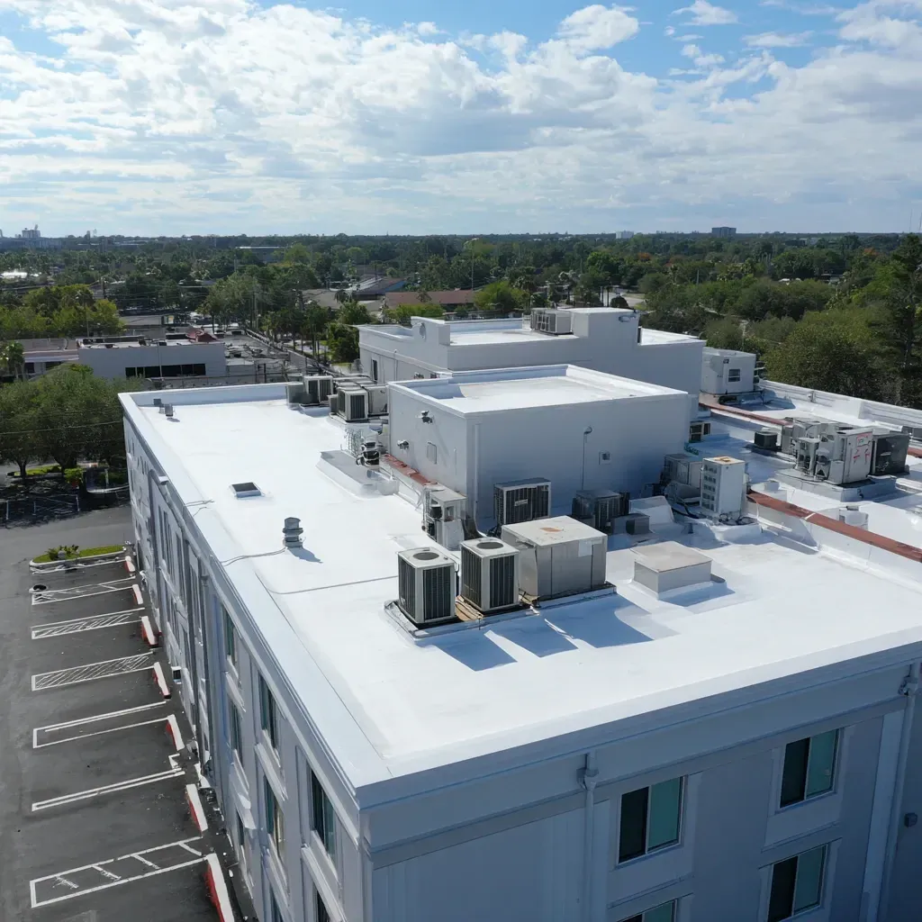 Tampa commercial roofing crews specializing in eco-friendly commercial roof sealing and roof recovery.