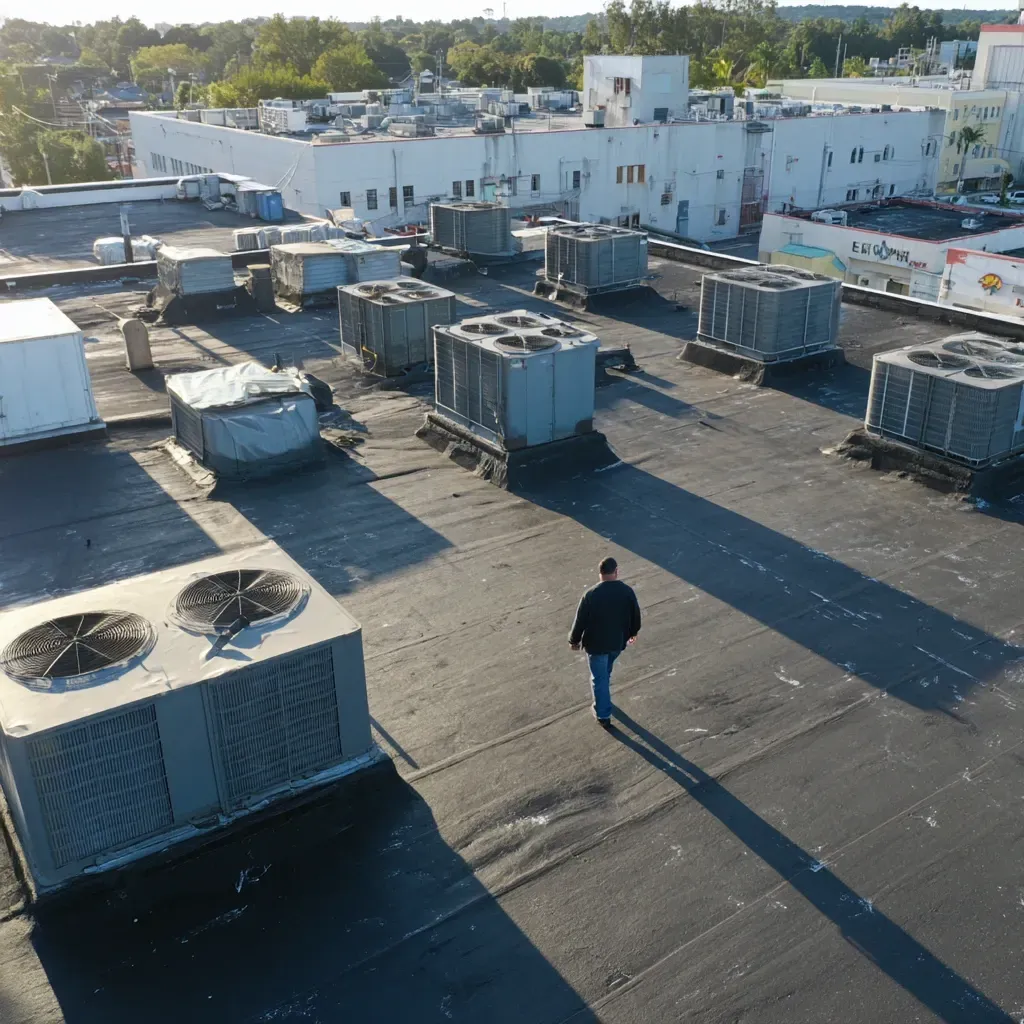 Commercial roofing in Tampa FL using PVC single-ply systems with UV and chemical resistance.