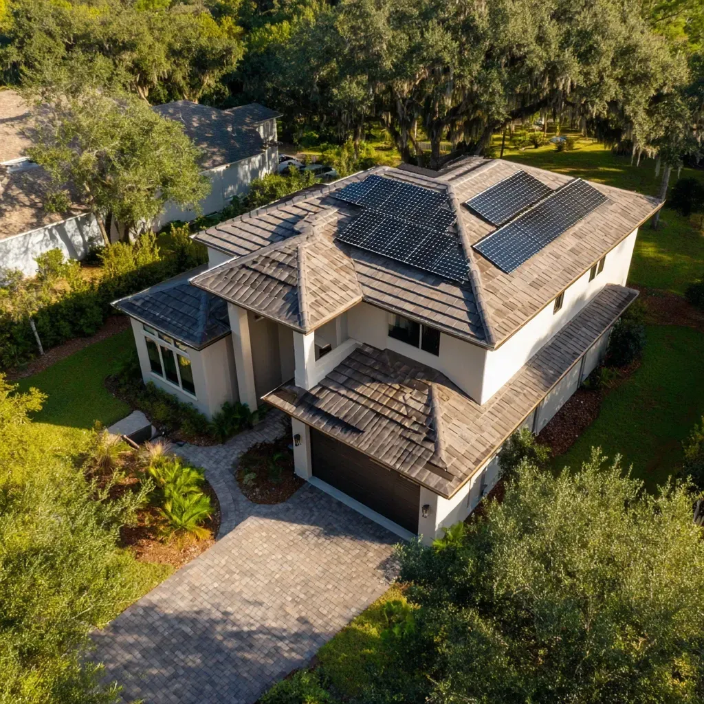 Modern solar roofing in Tampa FL designed to reduce electric bills and meet Florida building codes.