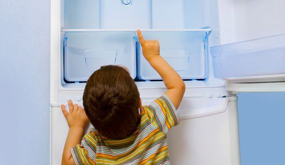 Kid pointing freezer — Darwin Mobile Fridge Seals in Darwin, NT