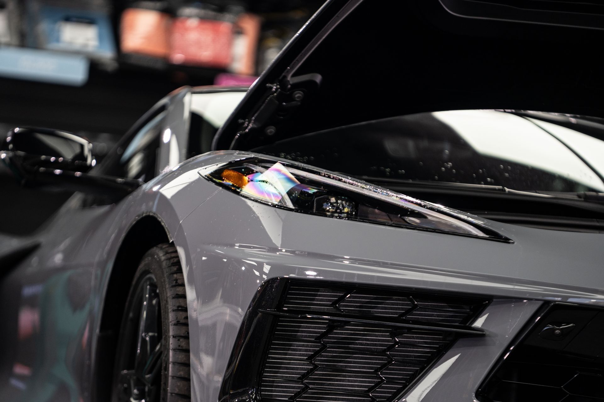 2025 c8 corvette in sea wolf gray gets paint protection film near temple tx