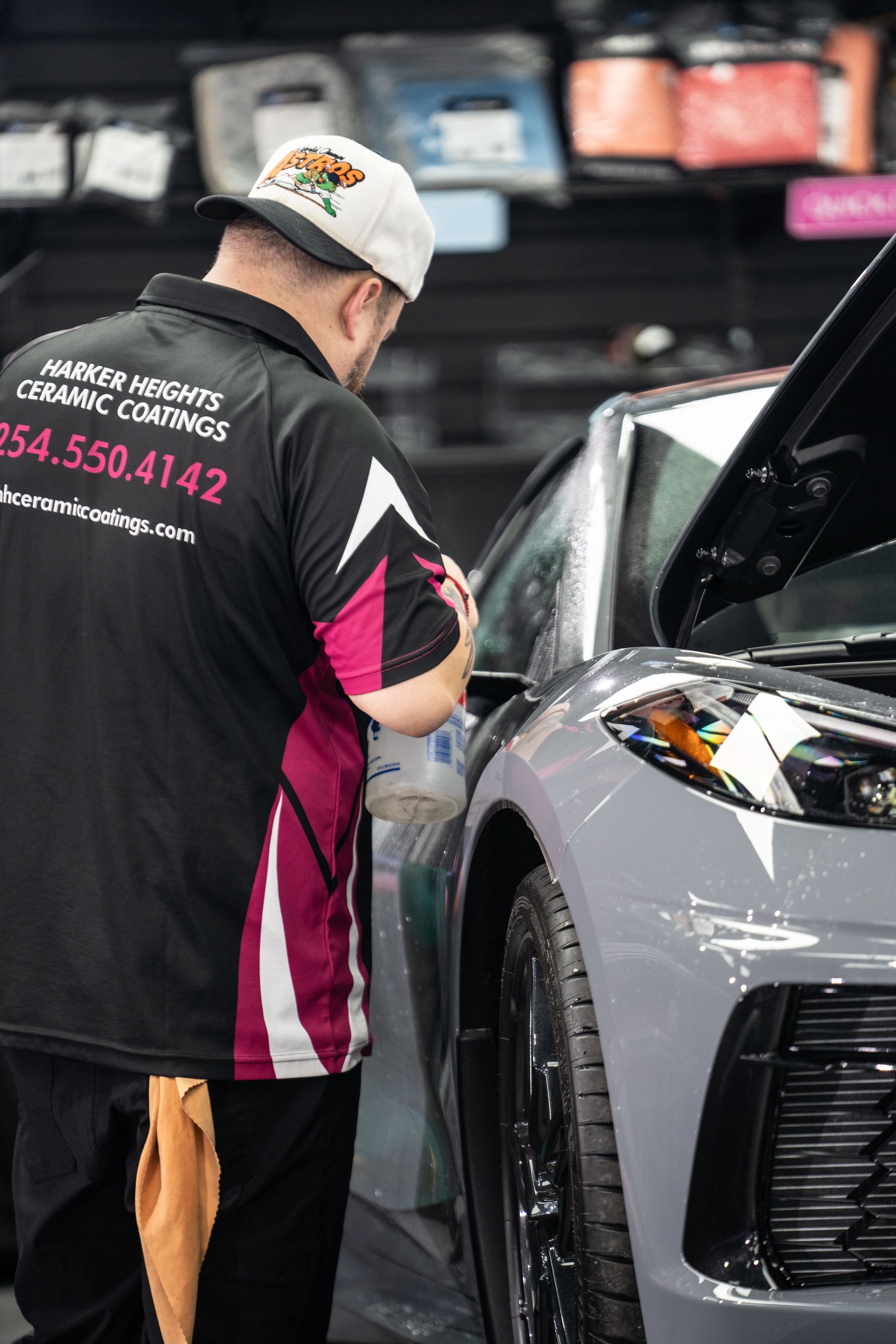 2025 c8 corvette in sea wolf gray gets paint protection film near temple tx