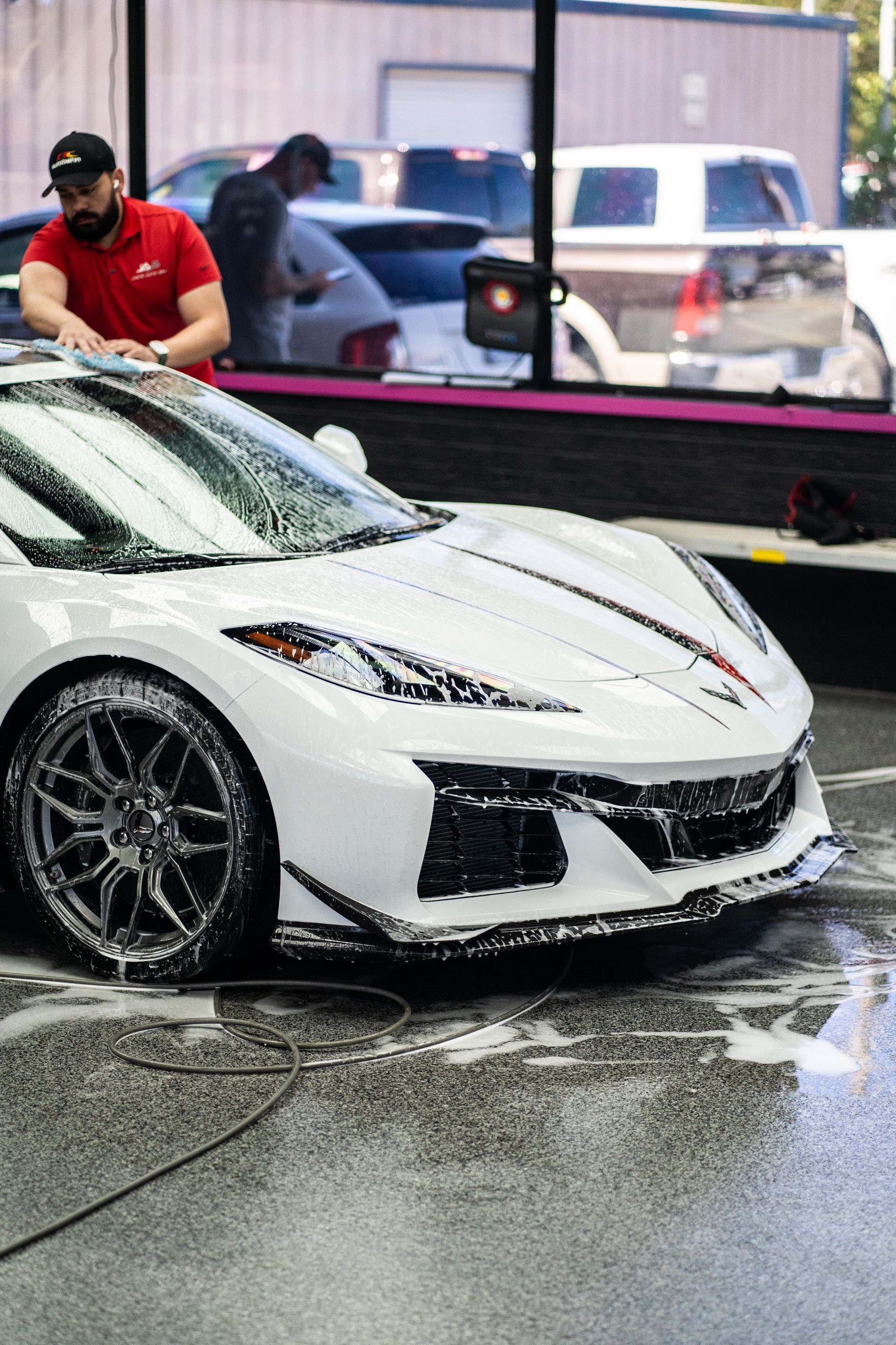 2024 C8 Corvette Z06 in Arctic White gets Paint Protection Film in the Killeen TX area