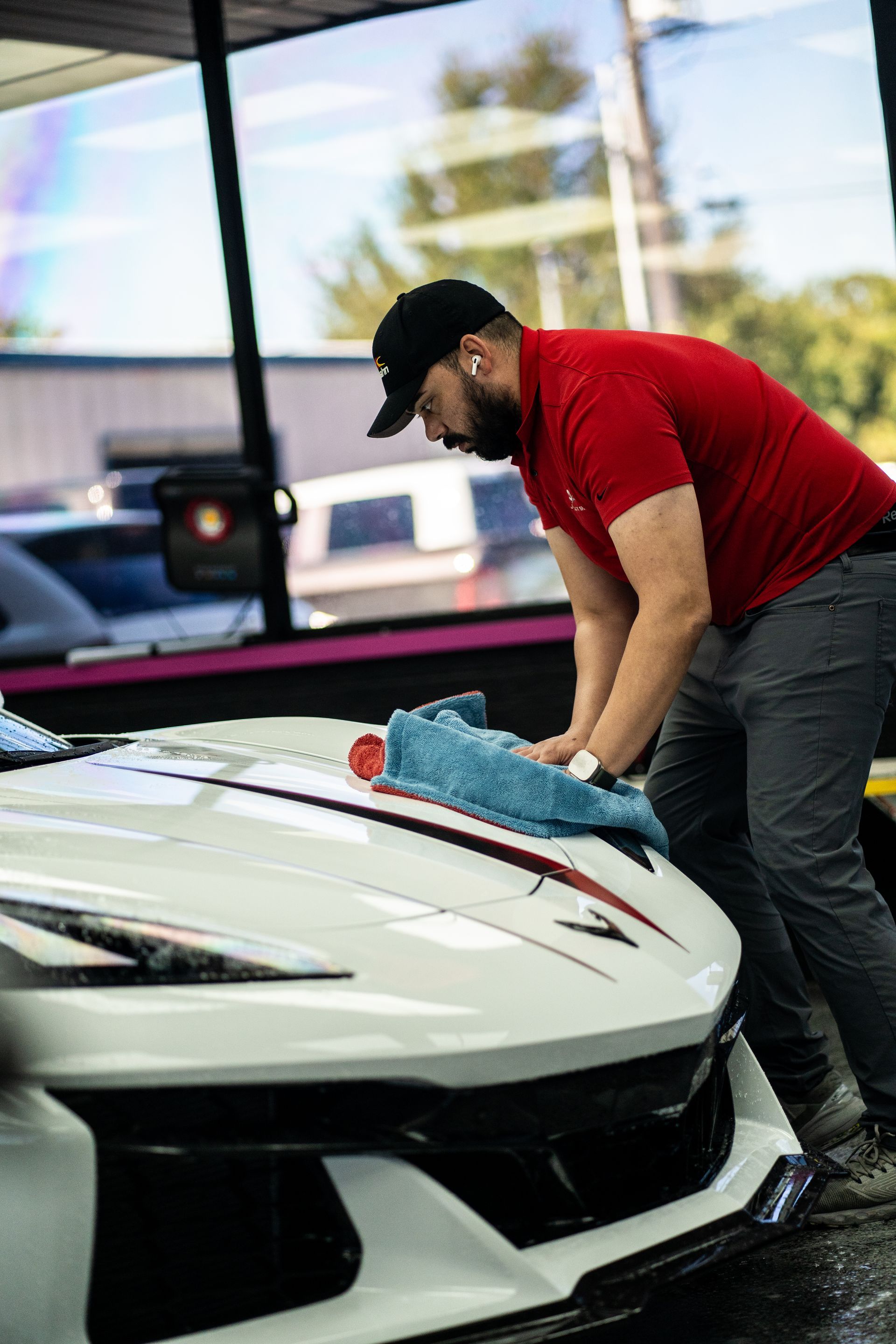 2024 C8 Corvette Z06 in Arctic White gets Paint Protection Film in the Killeen TX area