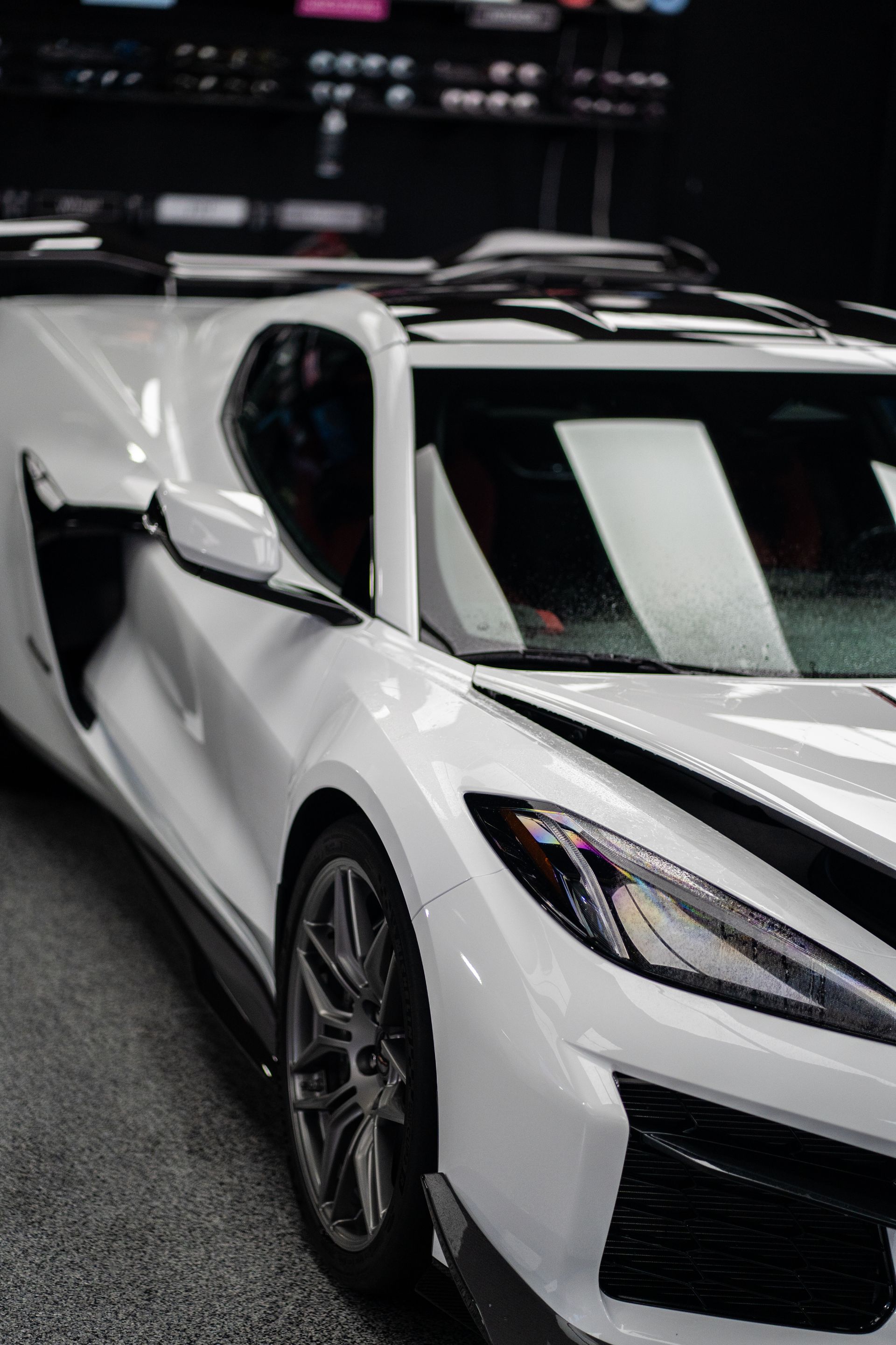 2024 C8 Corvette Z06 in Arctic White gets Paint Protection Film in the Killeen TX area