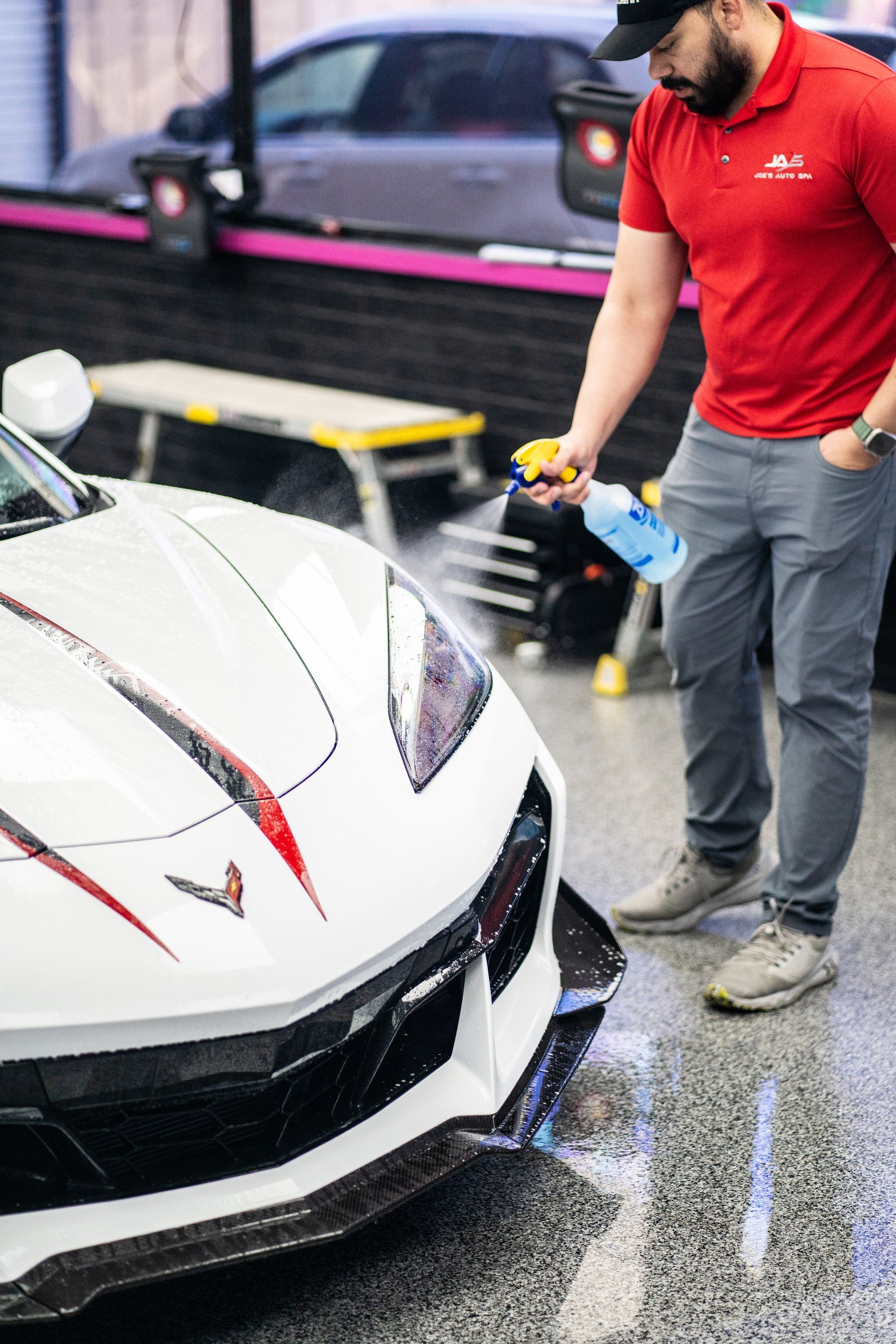 2024 C8 Corvette Z06 in Arctic White gets Paint Protection Film in the Killeen TX area