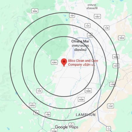 A map showing the location of a glass clean and care company