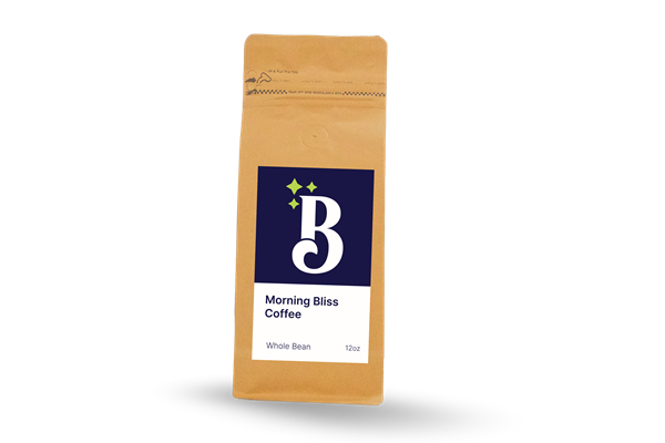 A bag of coffee with the letter b on it