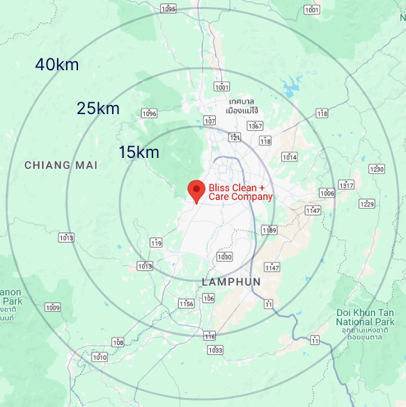 A map showing the location of a glass clean and care company