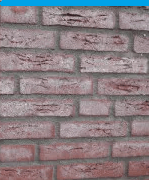 Een close-up van een bakstenen muur met een blauwe achtergrond.