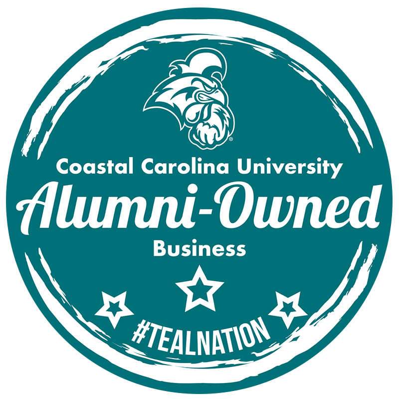 A logo for coastal carolina university alumni owned business