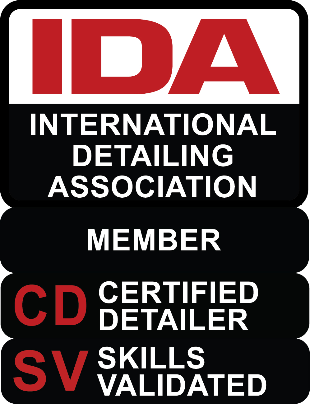 international detailing association badge member cd certified detailer sv skills validated