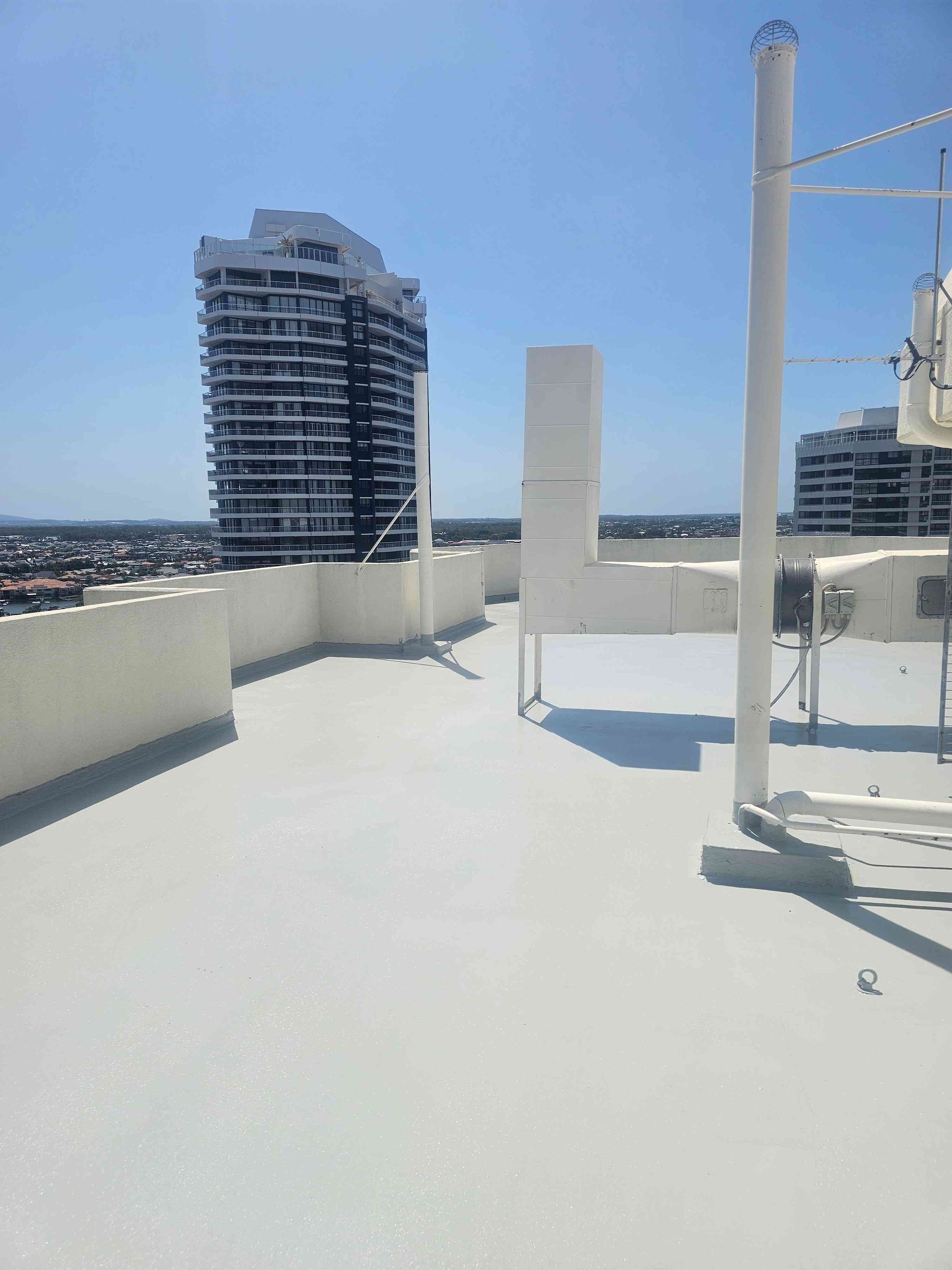 roof top waterproofing upgrade with trafficable UV-stable polyurethane membrane