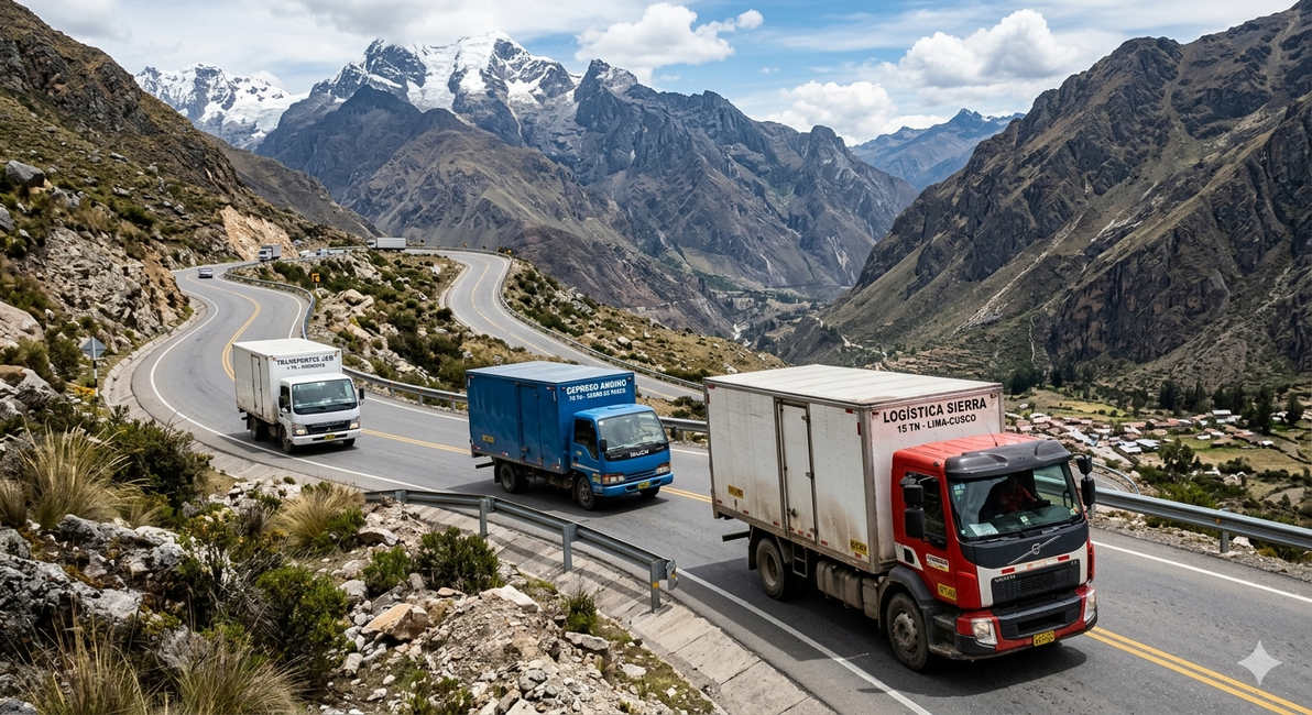 Operaciones logísticas con camión y almacén moderno