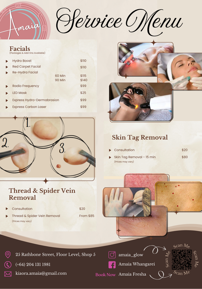 It is a service menu for a beauty salon.