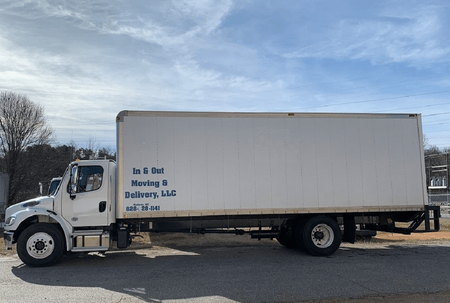 Forklift with Large Box — Hudson, NC — In & Out Moving & Delivery, LLC