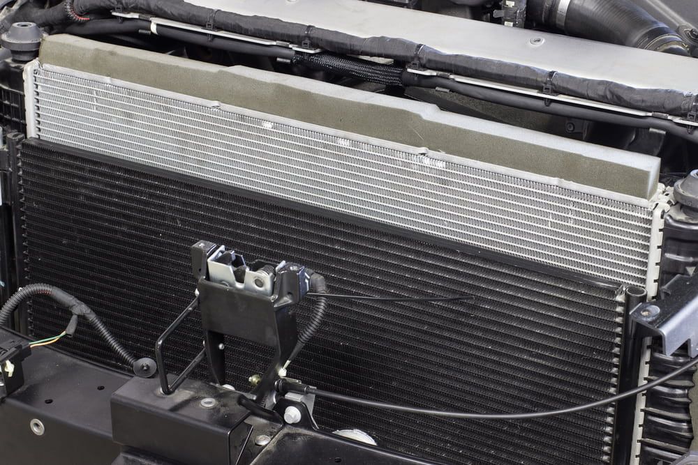 A Close Up of a Radiator in a Car Engine — Steve's Service Centre in Albury, NSW