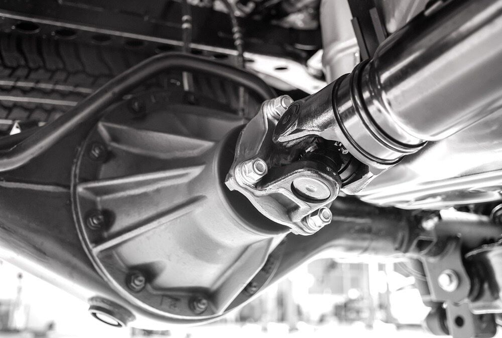 A Black and White Photo of the Underside of a Car — Steve's Service Centre in Albury, NSW 