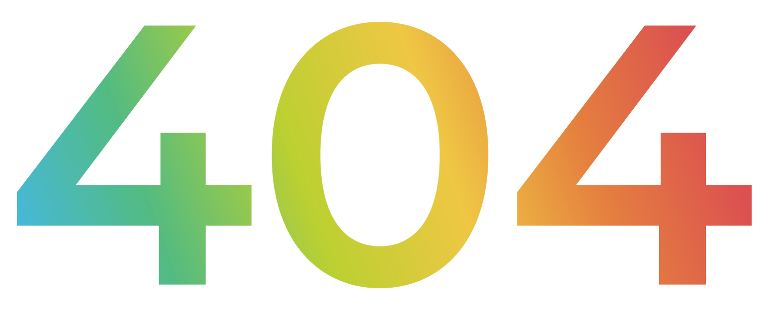 The number 404 is written in rainbow colors on a white background.