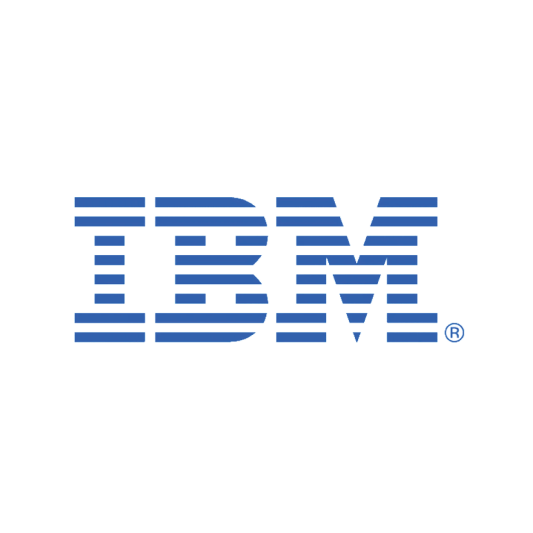 A blue and white ibm logo on a white background.