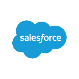 The salesforce logo is a blue cloud on a white background.