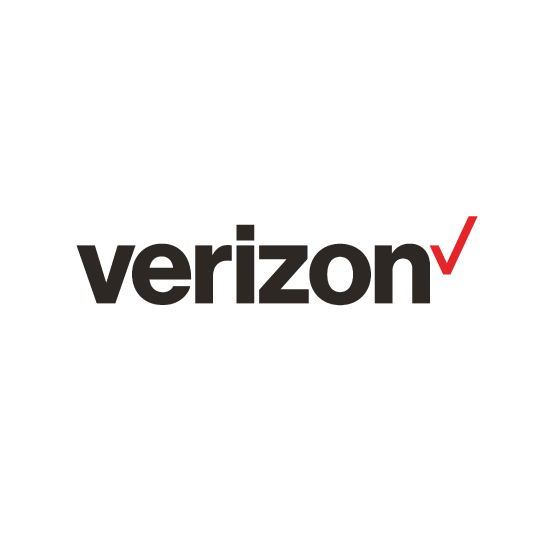 A verizon logo with a red arrow pointing to the right on a white background.