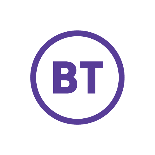 The bt logo is in a purple circle on a white background.