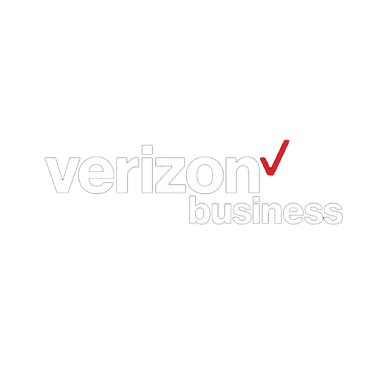 A verizon business logo with a red check mark on a white background.