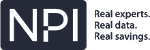 A logo for npi real experts real data real savings