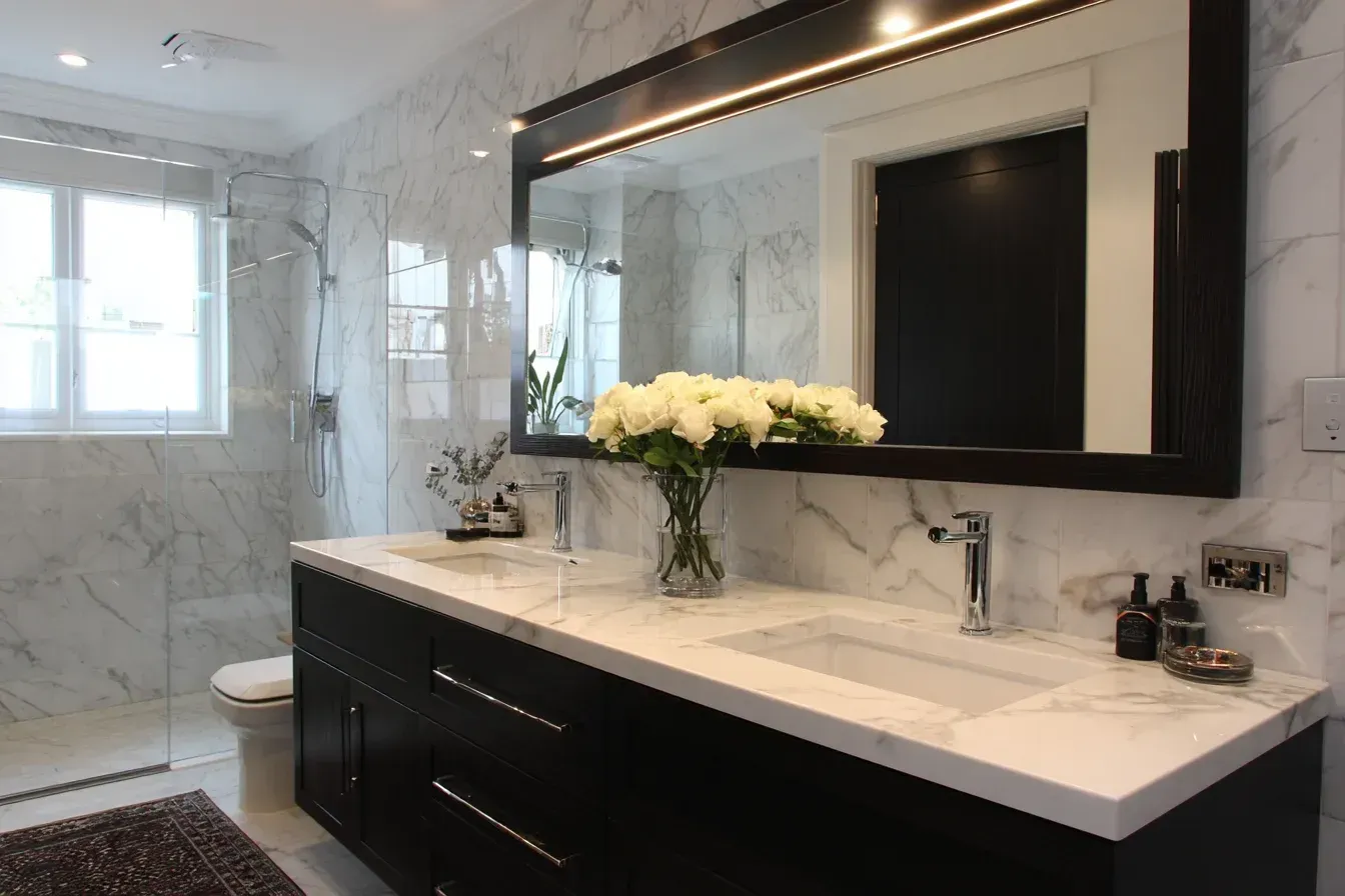 Surrey bathroom renovation contractors install floating shelves, LED lighting, stone counters, and tile showers. Our bathroom remodelers use moisture-resistant materials to ensure lasting performance.
Bathroom renovation Surrey teams provide tile backsplashes, custom cabinetry, niche shelves, lighting upgrades, and waterproof membranes. Surrey residents rely on our expertise for flawless bathroom transformations.