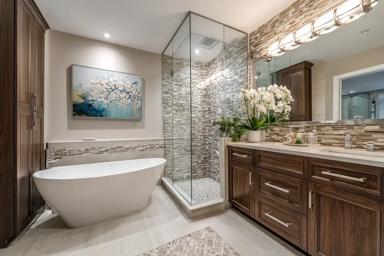 Surrey bathroom renovations feature walk-in showers, waterproof tile systems, quartz vanity tops, and matte black hardware. Contractors provide trusted construction and deluxe styling.
Bathroom remodeling Surrey BC offers modern cabinetry, large tile slabs, glass enclosures, and efficient ventilation improvements. Our designs combine style, practicality, and robust waterproofing.
Bathroom renovation Surrey experts upgrade fixtures, remodel showers, install wall tiles, and enhance lighting systems. Homeowners enjoy modern elegance and dependable performance.
Surrey bathroom renovations deliver sleek porcelain tiles, stone counters, frameless shower glass, and backlit mirrors. Renovation teams bring premium aesthetics to residential bathrooms.